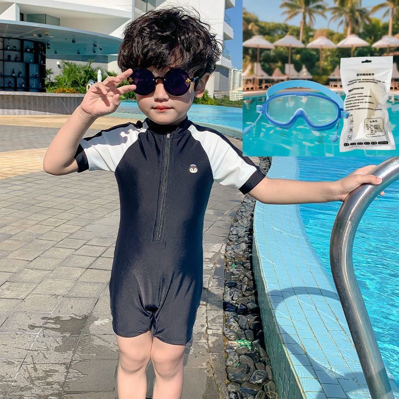 Boys' Beach Vacation Swimwear Kidsren'S Swimsuit Baby Boy Short-Sleeved One-Piece Swimsuit - Image 1